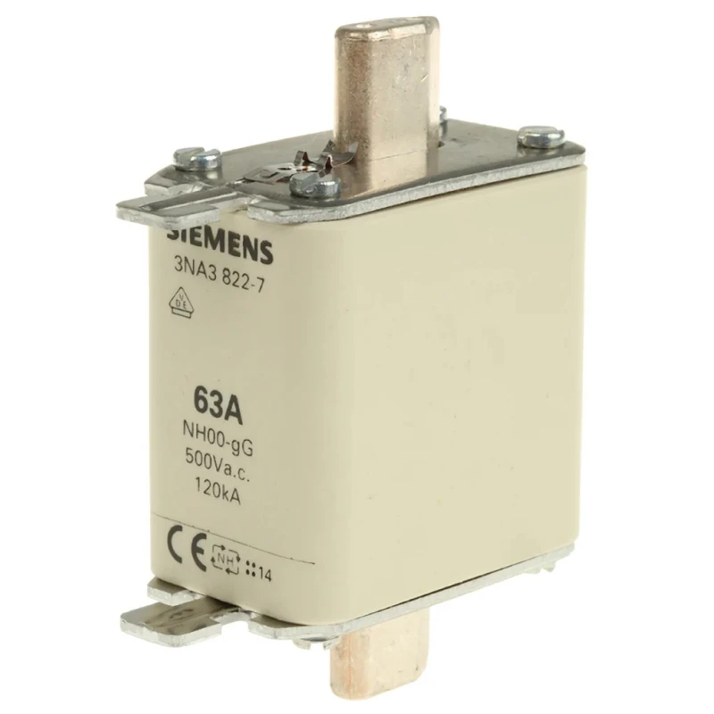 Siemens 63A NH Fuse NH00 500V AC High Rupture Capacity Tag Fuse 