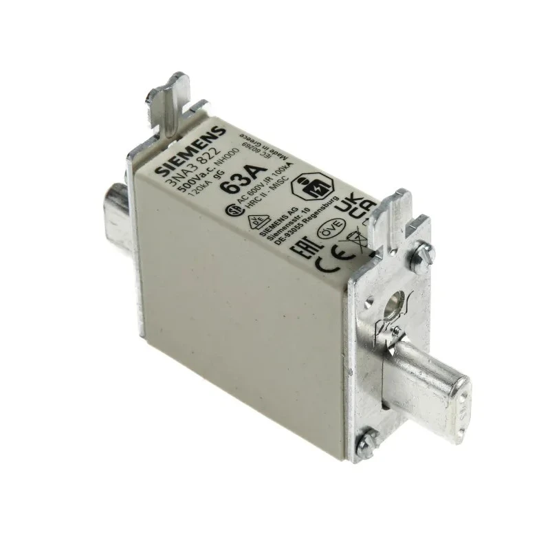Siemens NH Fuse 63A NH000 500V AC High Rupture Capacity gG Blade Tag Fuse 