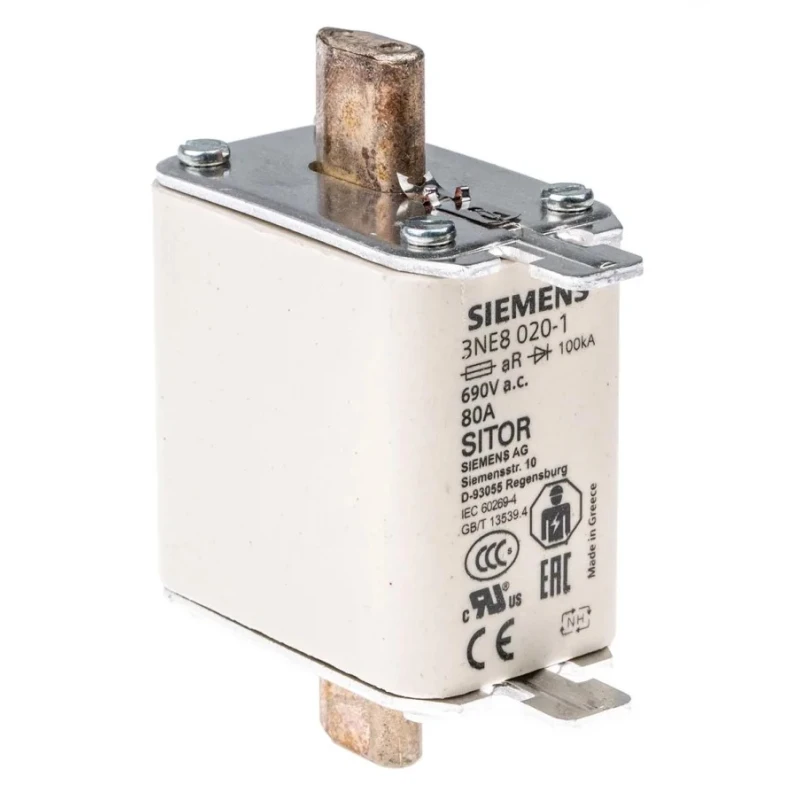 Siemens 80A Centred Tag Fuse NH00 690V AC High Rupture Capacity 