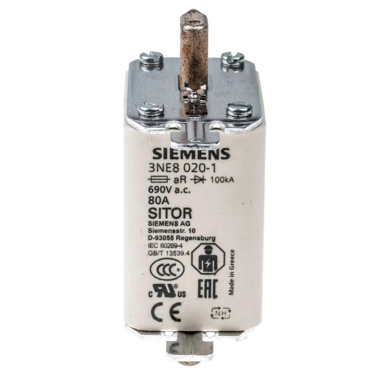 Siemens 80A Centred Tag Fuse NH00 690V AC High Rupture Capacity 