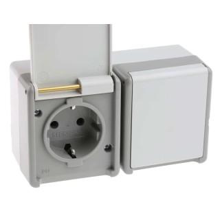 Siemens Outdoor 16A Grey 2 Gang Plug Socket DELTA Series Type F Surface Mount 250V 5UB4722