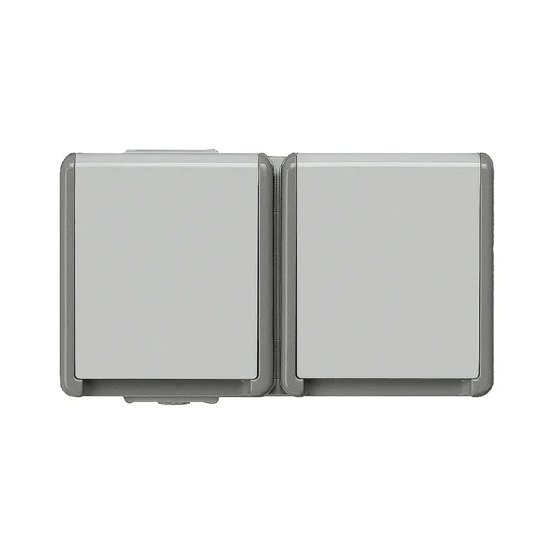 Siemens Outdoor 16A Grey 2 Gang Plug Socket DELTA Series Type F Surface Mount 250V 5UB4722