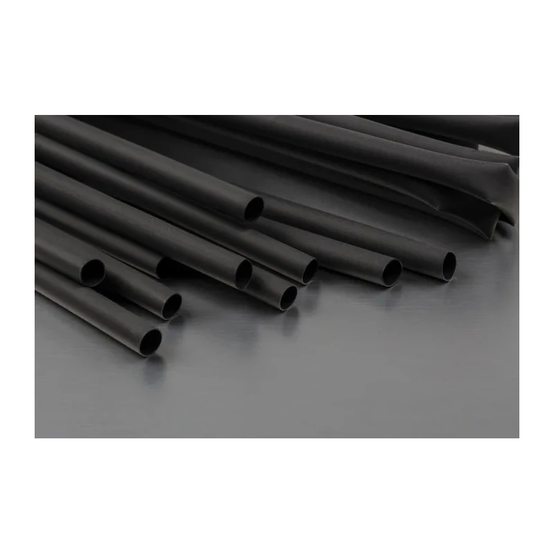 RS PRO Black Polyolefin Heat Shrink Tubing 6.4 mm Sleeve Diameter x 1.2 m Length Flame Retardant 2:1 Ratio 398-183