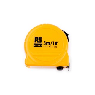 RS PRO 3 m Tape Measure Imperial Metric Yellow Plastic Case with 16mm Blade Width 192-3657