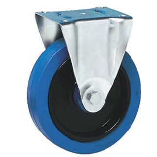 Guitel Hervieu Fixed Castor with Elastic Tyre, 125 mm Wheel Diameter, 300 kg Load Capacity, Bright Zinc Plated 5207222