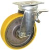 Guitel Hervieu Braked Swivel Castor, 900 kg Capacity, 200 mm Wheel Diameter, Polyurethane Wheel, Bright Zinc Plated 14017954