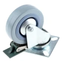 Guitel Hervieu Braked Swivel Castor, 60 kg Load Capacity, 75 mm Rubber Wheel, Pressed Steel Frame 366727