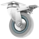 Guitel Hervieu Braked Swivel Castor with 70 kg Load Capacity, 100 mm Rubber Wheel, Pressed Steel Frame, Model 66827