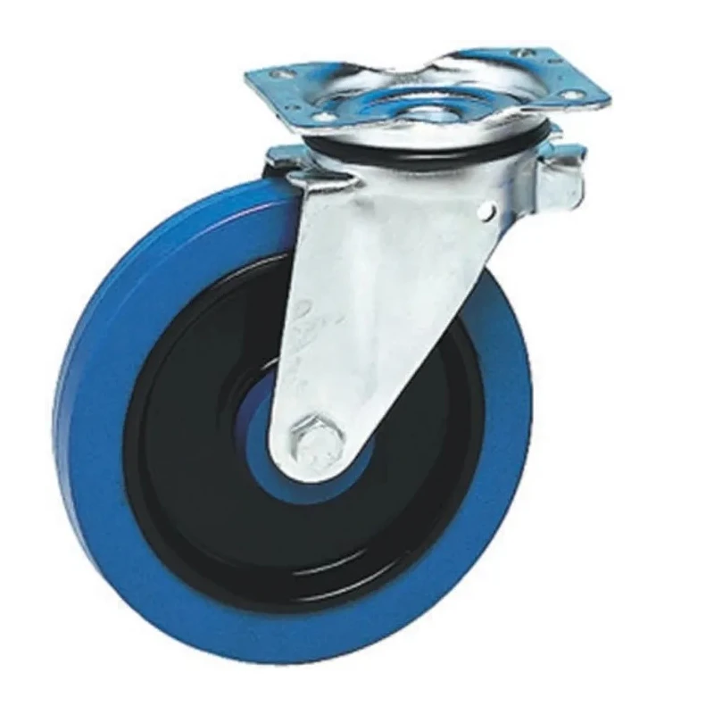 Guitel Hervieu Swivel Castor with Elastic Tyre, 125 mm Wheel Diameter, 300 kg Load Capacity, Pressed Steel Frame 1387222