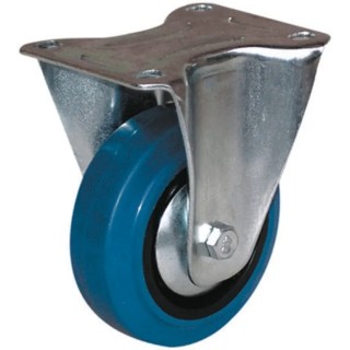 Guitel Hervieu Fixed Castor with Elastic Tyre, 80 kg Load Capacity, 80 mm Wheel Diameter, Bright Zinc Plated Pressed 5087210