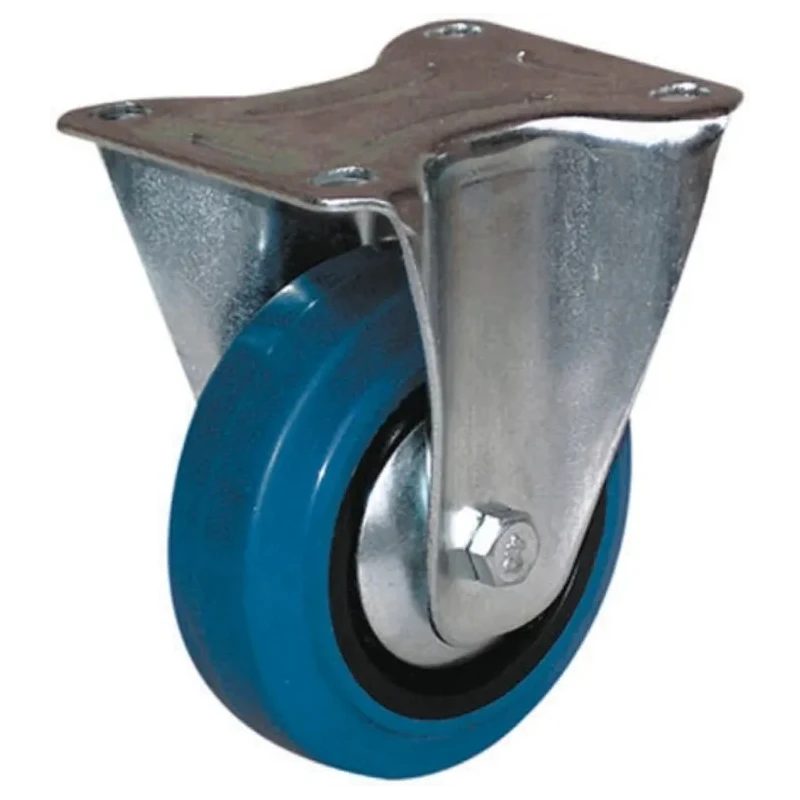 Guitel Hervieu Fixed Castor with Elastic Tyre, 80 kg Load Capacity, 80 mm Wheel Diameter, Bright Zinc Plated Pressed 5087210
