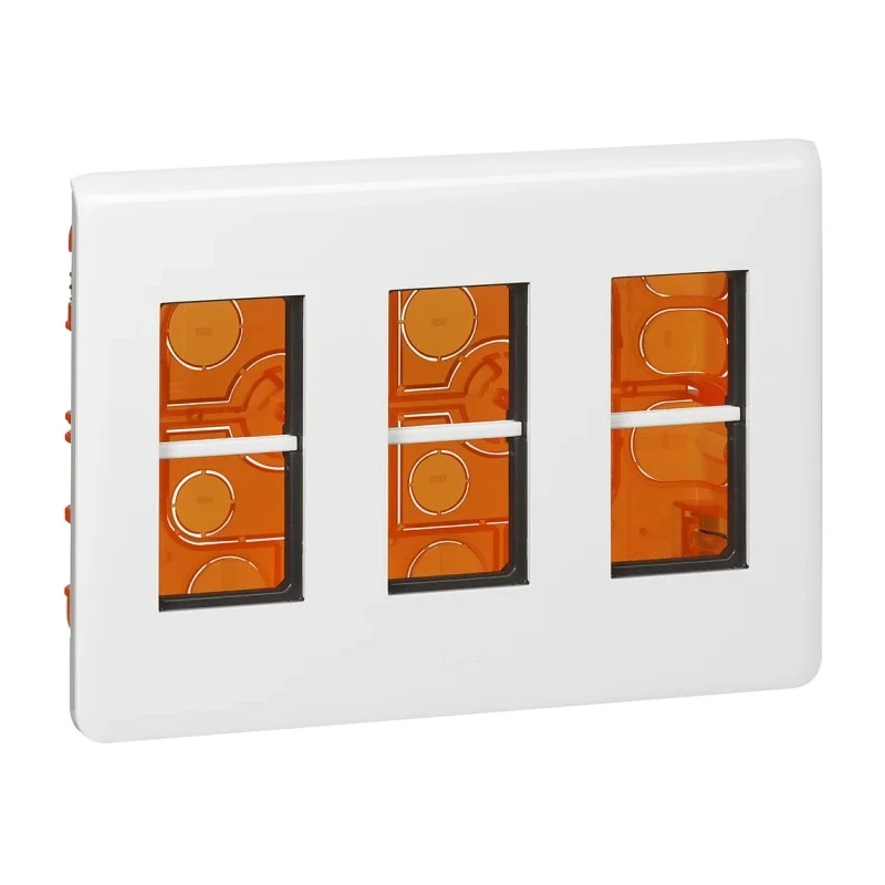 Legrand White 3 Gang Faceplate & Mounting Plate Flush Mount Type 5mm Depth Screwed 078873L