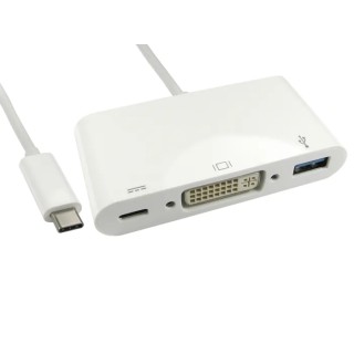 RS PRO USB Type-C to DVI-D Adapter Cable with USB Type A and USB Type C Female Ports 192-4692