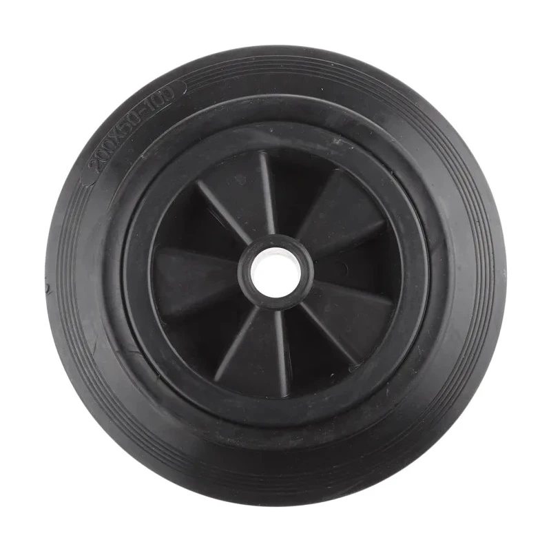 Guitel Hervieu Black Rubber Trolley Wheel 200mm Diameter, 47mm Width, 200 kg Load Capacity 1811020