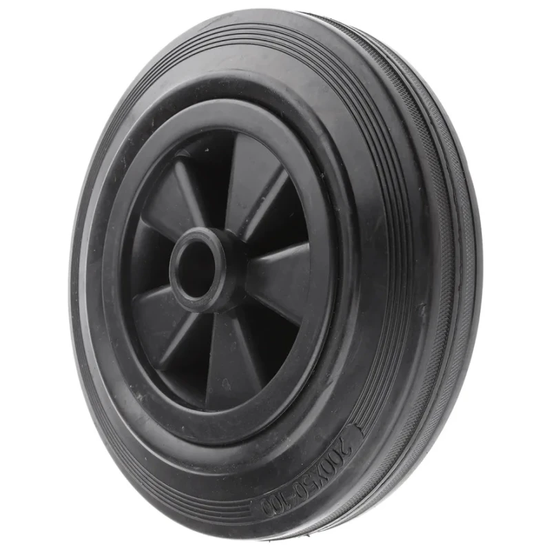 Guitel Hervieu Black Rubber Trolley Wheel 200mm Diameter, 47mm Width, 200 kg Load Capacity 1811020