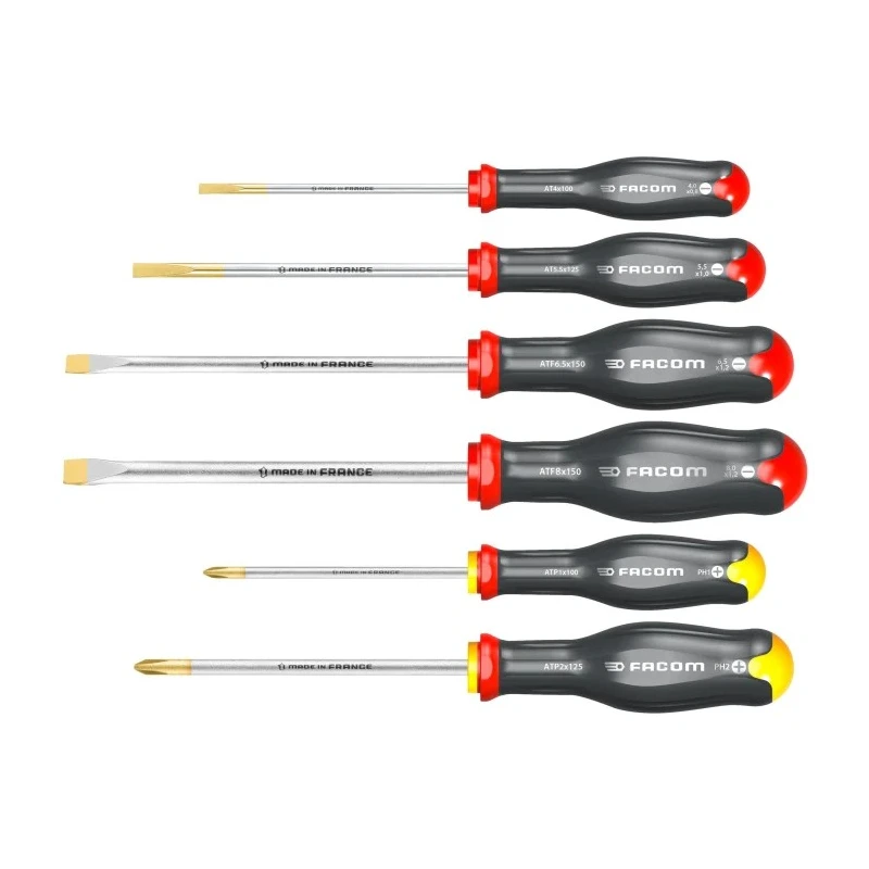 Facom Phillips, Slotted Standard Screwdriver Set 6-Piece, Model ATP.J6PB