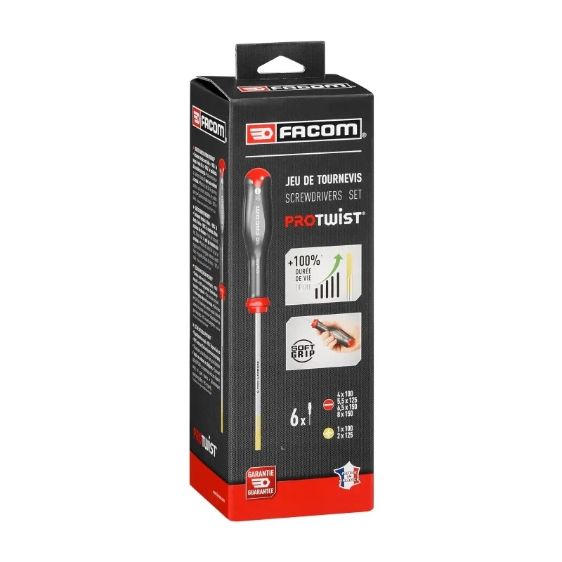 Facom Phillips, Slotted Standard Screwdriver Set 6-Piece, Model ATP.J6PB