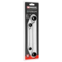 Facom 2-Piece 4-in-1 Double Box-End Ratchet Spanner Set, 8 to 19 mm, Steel, Satin Chrome Finish 64C.J2PB