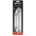 Facom 2-Piece 4-in-1 Double Box-End Ratchet Spanner Set, 8 to 19 mm, Steel, Satin Chrome Finish 64C.J2PB