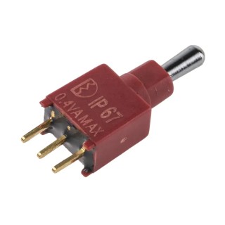 RS PRO PCB Mount Toggle Switch, SPDT On-Off-On, Through Hole Terminal, 15 V DC, 240 V AC, Brass Actuator, IP67, Model 401-696