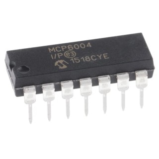 Microchip Operational Amplifier 1 MHz 14-Pin PDIP 3-6 V MCP6004-I/P