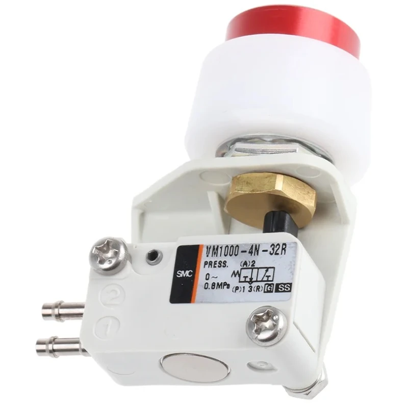 SMC Push Button Pneumatic Manual Control Valve VM1000 Series III B, 3-Port, 3/2 Function, Red Control Button 