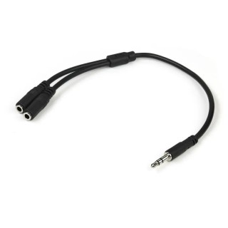StarTech.com Male 3.5 mm Stereo Jack to Female 3.5 mm Stereo Jack x 2 Auxiliary Cable, Black, 200 mm MUY1MFFS