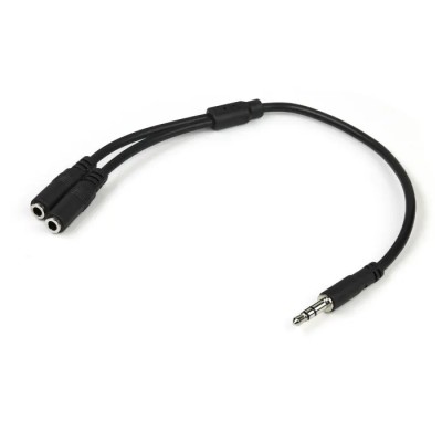 StarTech.com Male 3.5 mm Stereo Jack to Female 3.5 mm Stereo Jack x 2 Auxiliary Cable, Black, 200 mm MUY1MFFS