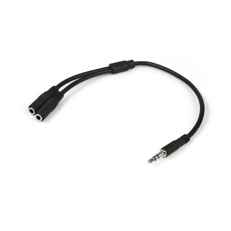 StarTech.com Male 3.5 mm Stereo Jack to Female 3.5 mm Stereo Jack x 2 Auxiliary Cable, Black, 200 mm MUY1MFFS
