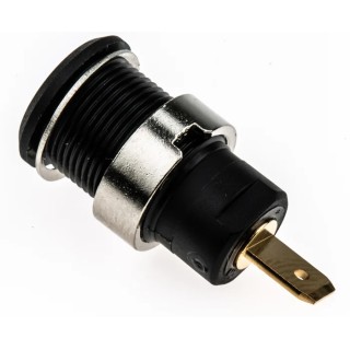 Staubli Black Female Banana Socket 4 mm Connector, Tab Termination, 1kV, 24A, Gold Plating 23.3000-21