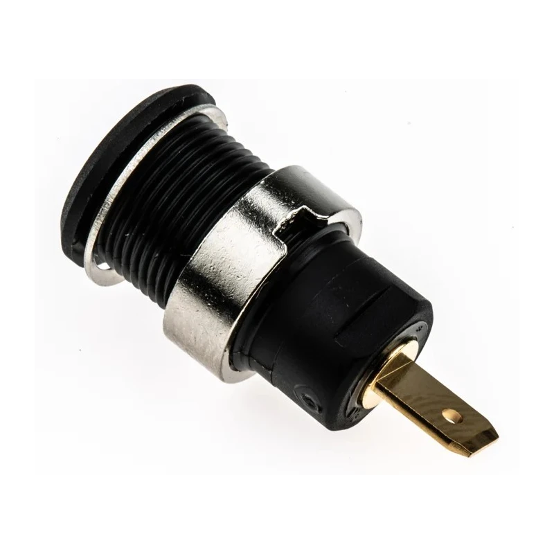 Staubli Black Female Banana Socket 4 mm Connector, Tab Termination, 1kV, 24A, Gold Plating 23.3000-21