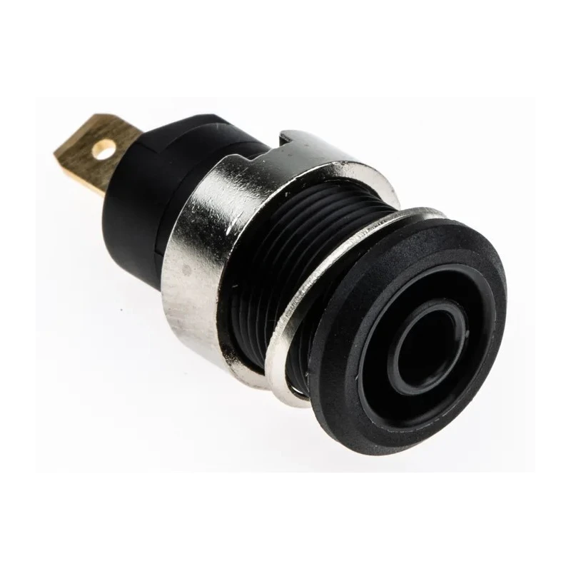 Staubli Black Female Banana Socket 4 mm Connector, Tab Termination, 1kV, 24A, Gold Plating 23.3000-21
