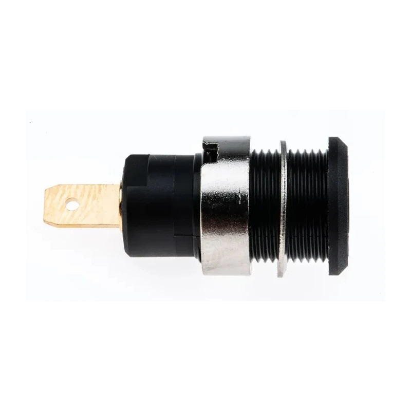 Staubli Black Female Banana Socket 4 mm Connector, Tab Termination, 1kV, 24A, Gold Plating 23.3000-21