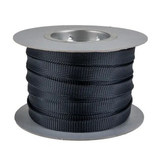 HellermannTyton Expandable Braided Polyethylene Terephthalate Black Cable Sleeve 30m Length 12-32 mm HEGPX20 BK RL30MT
