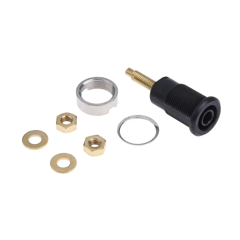 Staubli Black Female Banana Socket, 4 mm Connector, Solder Termination, 1kV, 32A, Gold Plating 23.3020-21