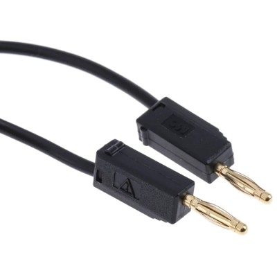 Staubli Connector Test Lead 10A, 30 V AC, 60 V DC, Black, 300 mm Lead Length 28.0039-030-21