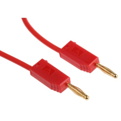 Staubli Connector Test Lead 10A, 30 V AC, 60 V DC, Red, 500 mm Lead Length 28.0039-050-22