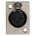RS PRO Panel XLR Connector, Straight, 50V, Female, 3 Way, Silver over Nickel Plating NC3FP-1