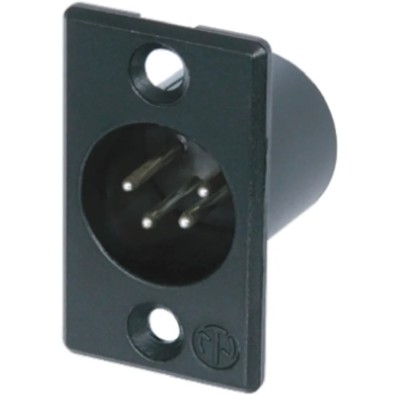 Neutrik Panel XLR Connector, Straight, 50V, 10A, Male, 4 Contacts, Silver over Nickel Plating NC4MP-BAG