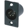 Neutrik Panel XLR Connector, Straight, 50V, 10A, Male, 4 Contacts, Silver over Nickel Plating NC4MP-BAG