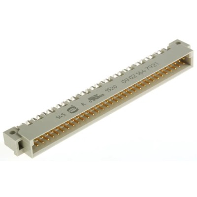 HARTING DIN 41612 64 Way 2.54 mm Pitch Through Hole Type B Solder Class C3 2 Row Male Right Angle Connector 09021647921