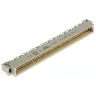 HARTING DIN 41612 64 Way 2.54 mm Pitch Type B Through Hole Solder Class C3 2 Row Male Right Angle Connector 09021647921