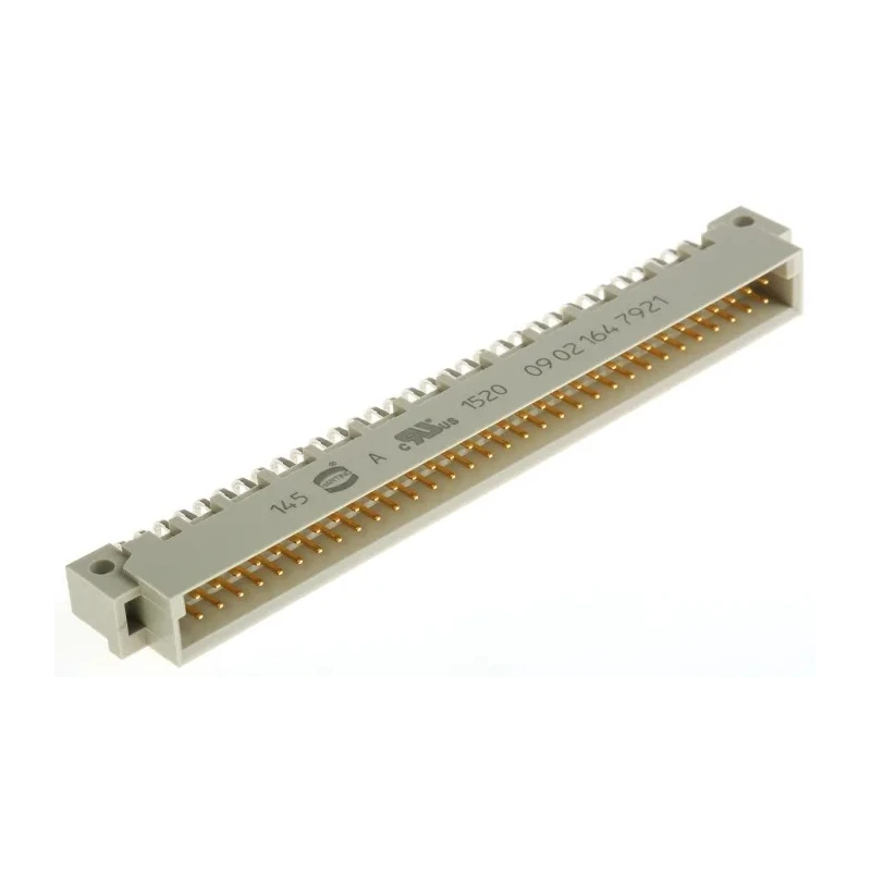 HARTING DIN 41612 64 Way 2.54 mm Pitch Type B Through Hole Solder Class C3 2 Row Male Right Angle Connector 09021647921