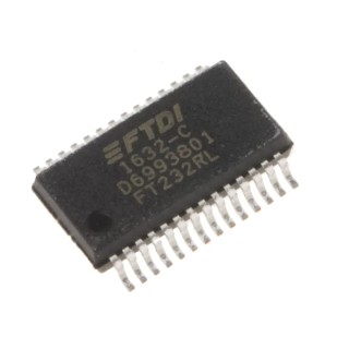 FTDI Chip Multiprotocol Transceiver 28-Pin SSOP, USB to Serial UART Interface, 1 Transmitter, 1 Receiver, 3MBd FT232RL-REEL