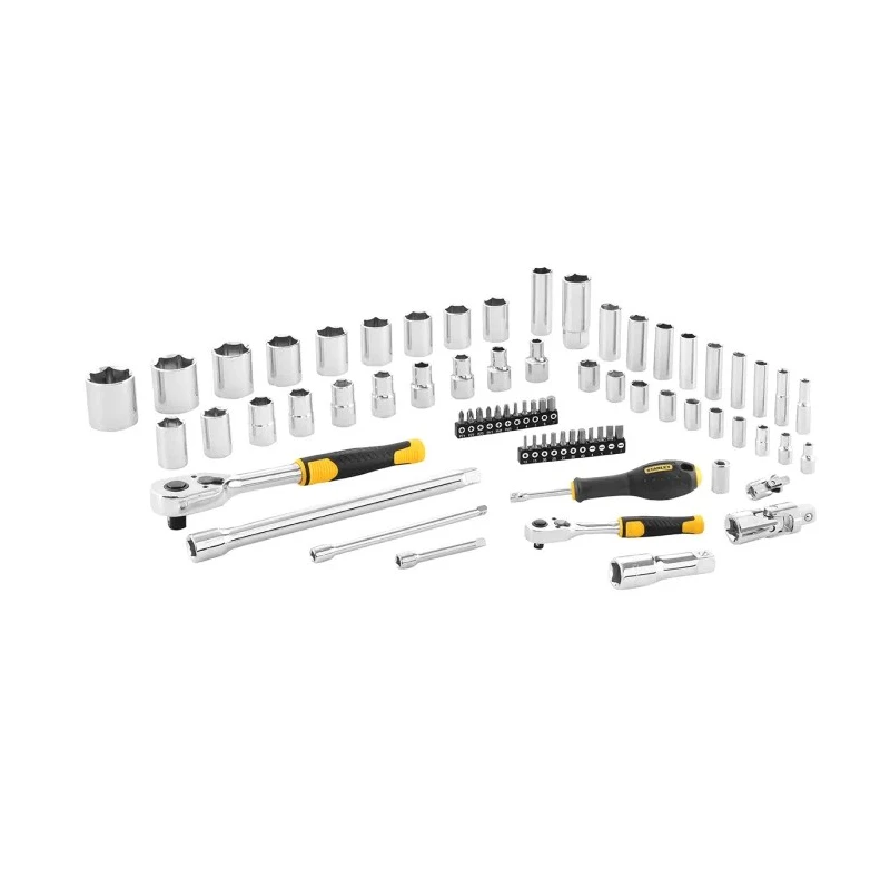 Stanley 72-Piece 1/2 in, 1/4 in 6 Point Hexagon Socket Phillips Pozidriv Slotted Torx Socket Set STMT82831-1