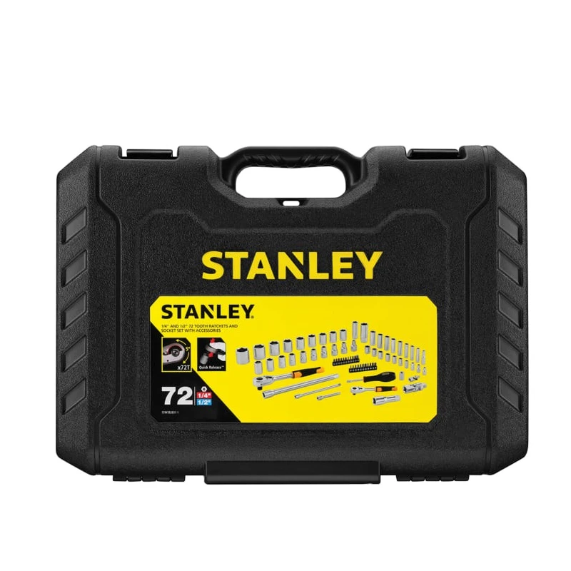 Stanley 72-Piece 1/2 in, 1/4 in 6 Point Hexagon Socket Phillips Pozidriv Slotted Torx Socket Set STMT82831-1