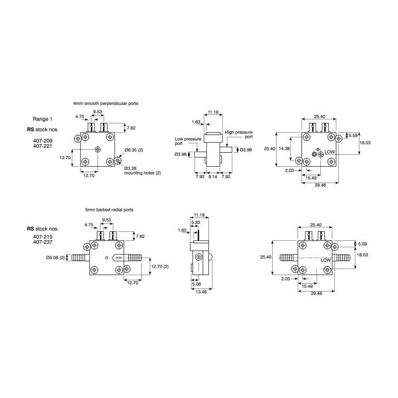 Honeywell Technologies PBN Series Ultra Low Pressure Differential Sensor Relay Output 30V AC/DC 1.84 psi Min PBN1B222-R7