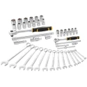 Stanley 50-Piece 1/2 in, 1/4 in 6 Point Socket Set Chrome Finish Bi-Material Handles FMMT82827-1