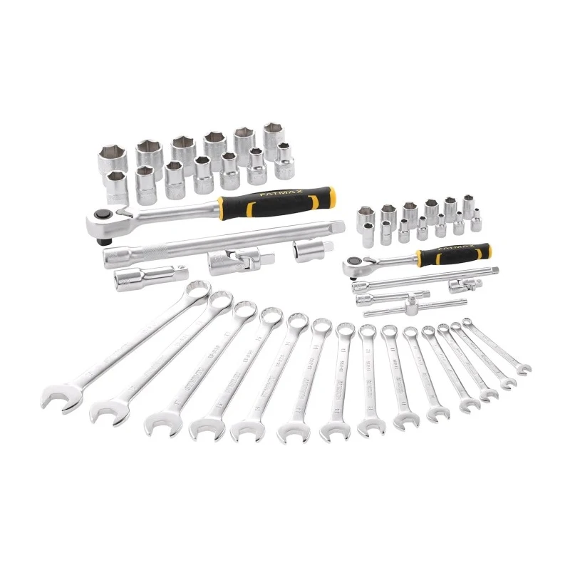 Stanley 50-Piece 1/2 in, 1/4 in 6 Point Socket Set Chrome Finish Bi-Material Handles FMMT82827-1