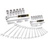 Stanley 50-Piece 1/2 in, 1/4 in 6 Point Socket Set Chrome Finish Bi-Material Handles FMMT82827-1